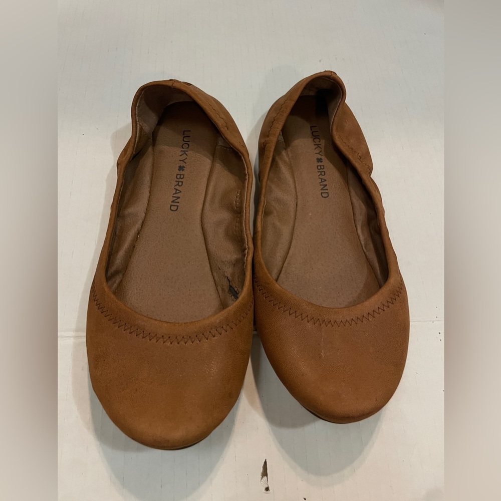 Lucky Brand Women's Leather Ballet Flats Size 6.5 Bourbon Brown